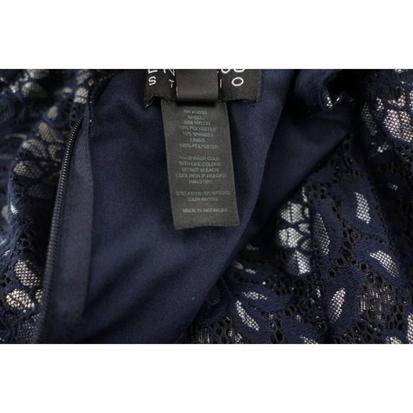 Enfocus Studio Dress Women 6 Dark Blue Gold Sleeveless‎ Lace Maxi Evening Party - Picture 9 of 9